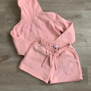Strawberry Milk Mob Pink Hoodie and Shorts Set